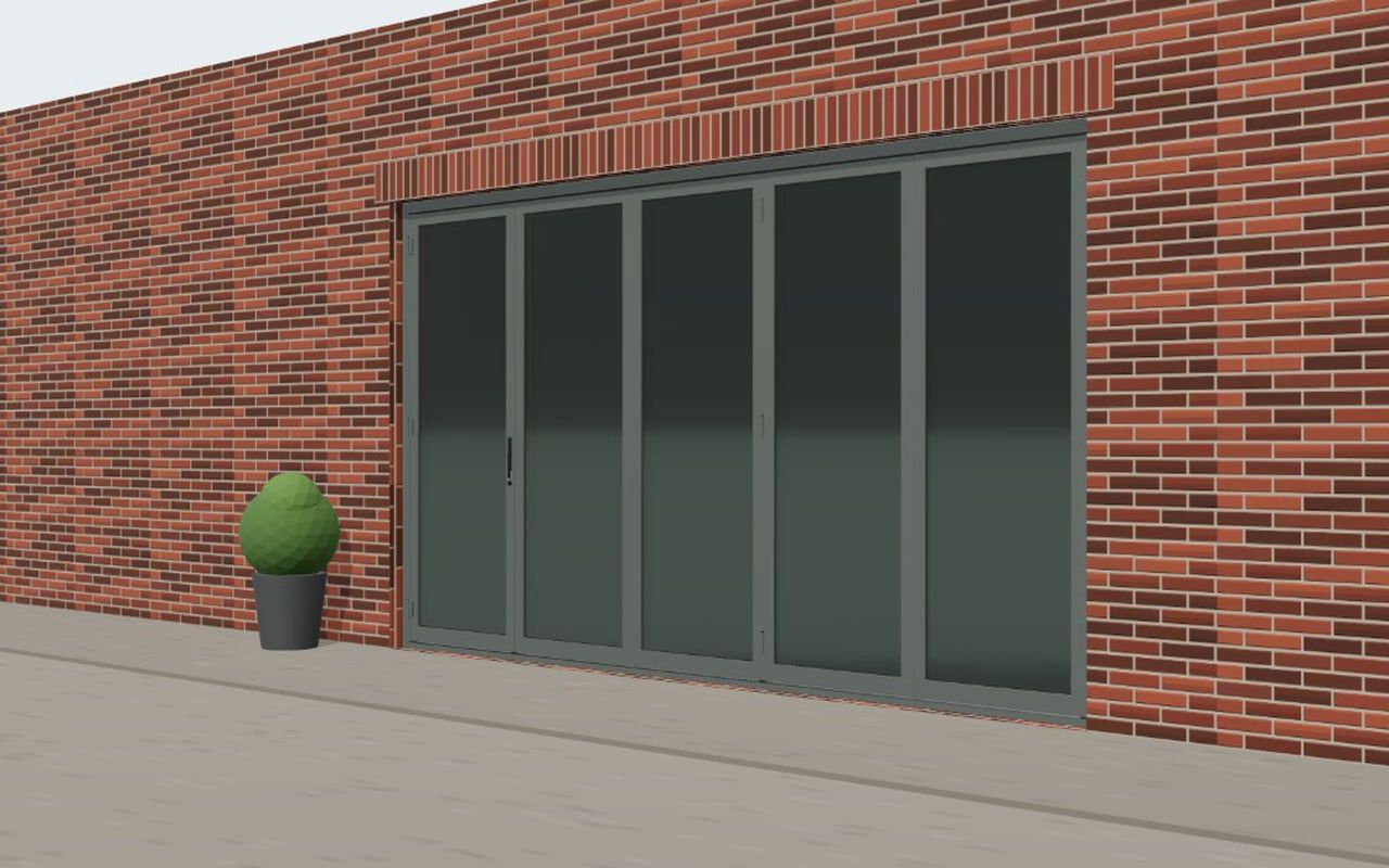 Aluminium vouwwand die in 3D openvouwt en weer sluit